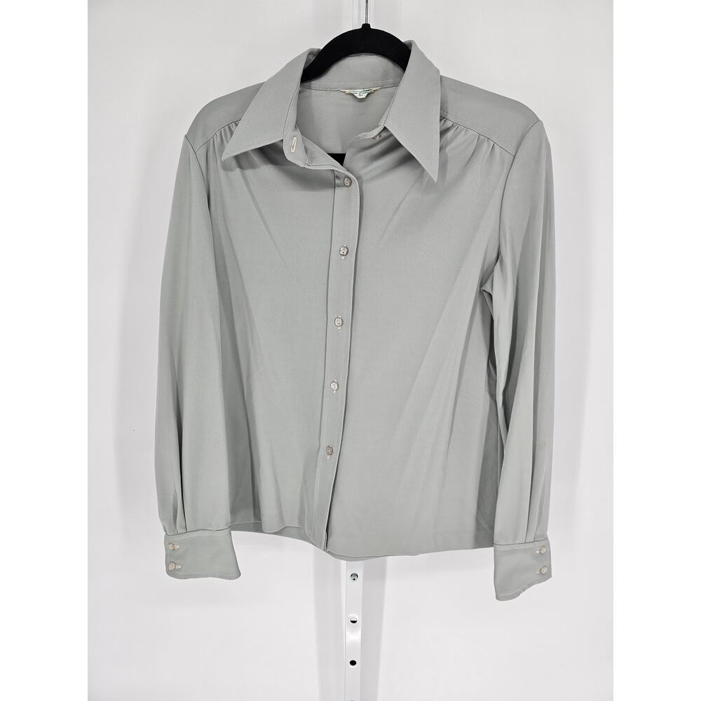 Alex Colman Gray Vintage Long Sleeve Knitted Button-Up Dress Shirt Size M